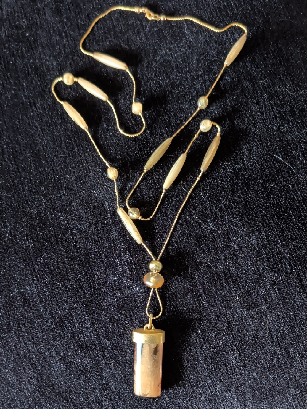 Vintage Gold-Tone Pendant Necklace with Irridescent Accents
